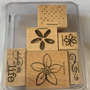 Stampin' Up DELIGHT IN LIFE Mounted Wood Stamp Set RETIRED